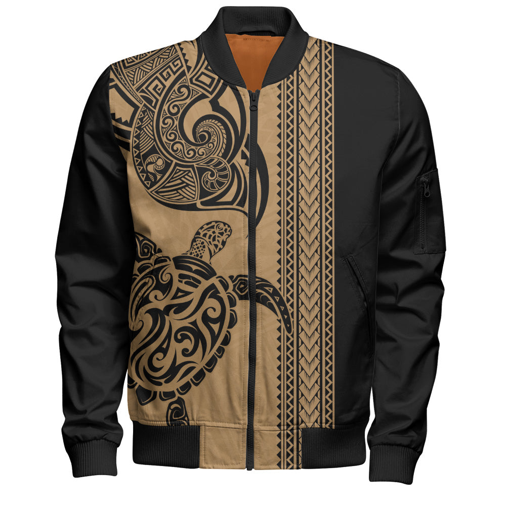 Hawaii Bomber Jacket Polynesia Tribal Turtle Tattoo