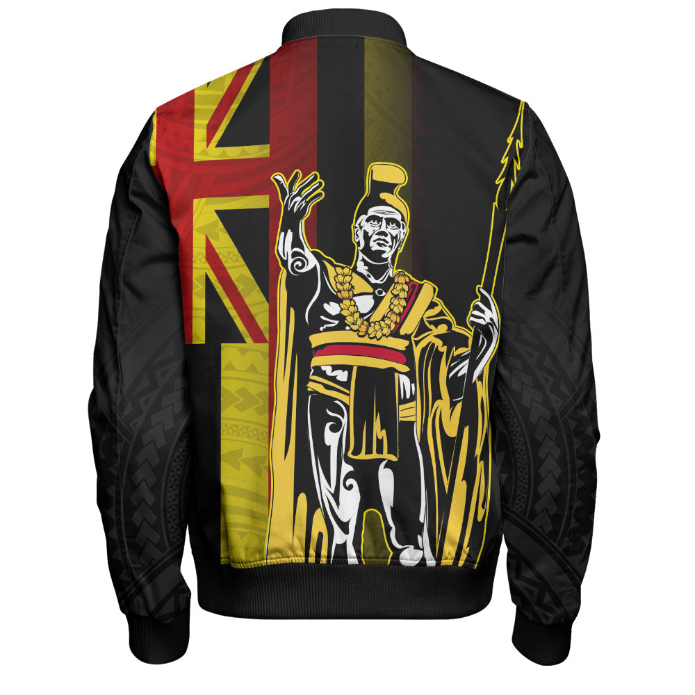 Hawaii Bomber Jacket King Kamehameha Gold Flag Island Royalty Style