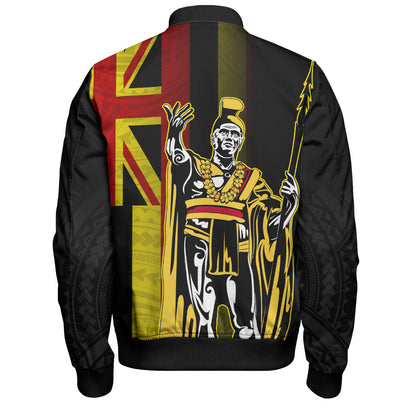 Hawaii Bomber Jacket King Kamehameha Gold Flag Island Royalty Style