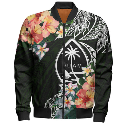 Guam Bomber Jacket Tribal Tropical Leaves