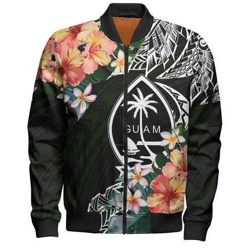 Guam Bomber Jacket Tribal Tropical Leaves