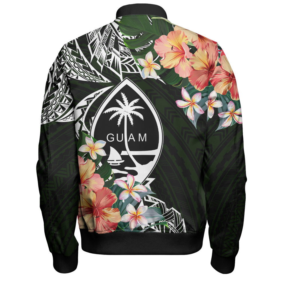 Guam Bomber Jacket Tribal Tropical Leaves