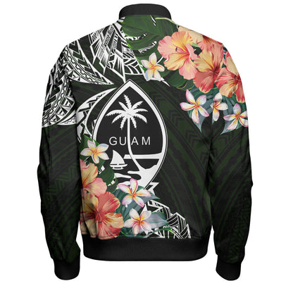 Guam Bomber Jacket Tribal Tropical Leaves