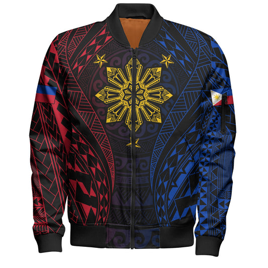 Philippines Filipinos Bomber Jacket Sun Flag Tribal Tattoo Pattern