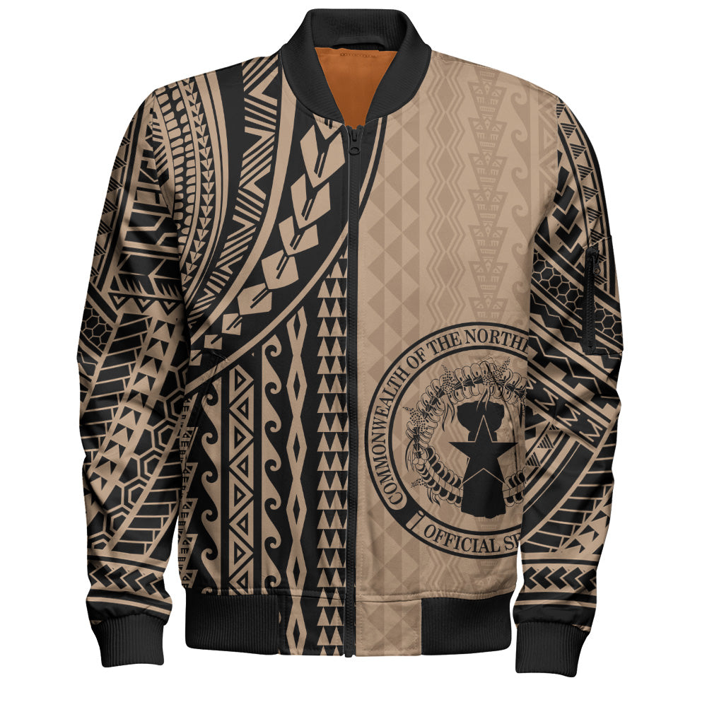 Northern Mariana Islands Bomber Jacket Polynesian Tattoo