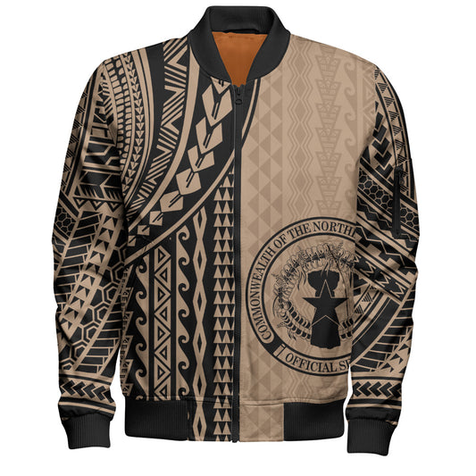 Northern Mariana Islands Bomber Jacket Polynesian Tattoo