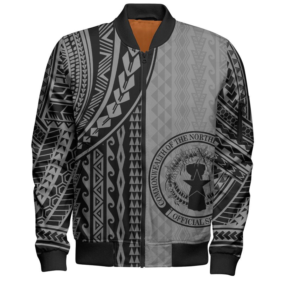 Northern Mariana Islands Bomber Jacket Polynesian Tattoo