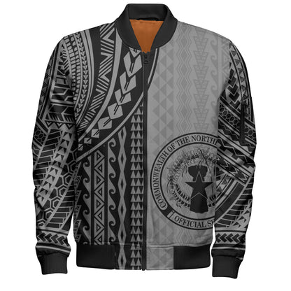 Northern Mariana Islands Bomber Jacket Polynesian Tattoo
