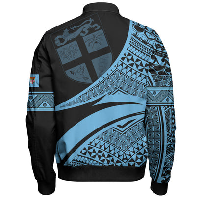 Fiji Bomber Jacket Coat Of Arms Flag Masi Tapa Tribal Style
