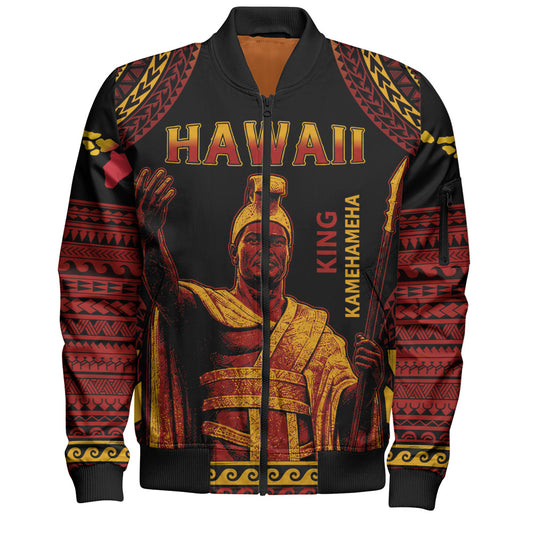 Hawaii Bomber Jacket King Kamehameha Unity Kanaka Maoli Tribal Style
