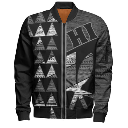 Hawaii Bomber Jacket HI Spear Monochrome Tribal Pattern