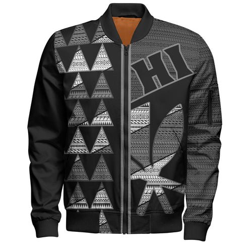 Hawaii Bomber Jacket HI Spear Monochrome Tribal Pattern