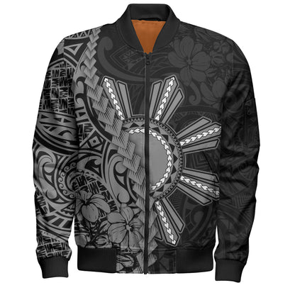 Philippines Filipinos Bomber Jacket Sampaguita Flower Tribal Fusion Style