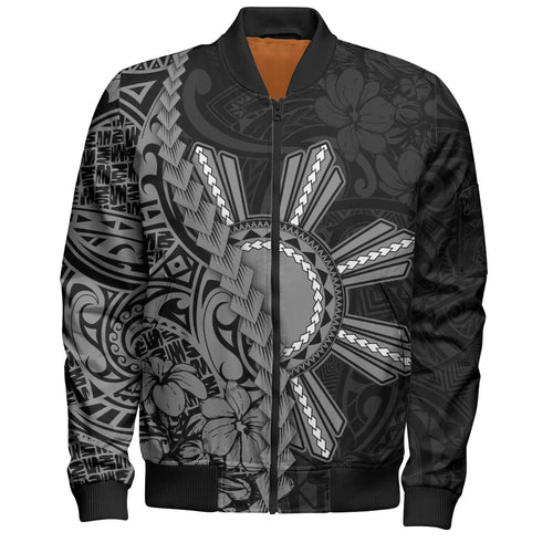 Philippines Filipinos Bomber Jacket Sampaguita Flower Tribal Fusion Style