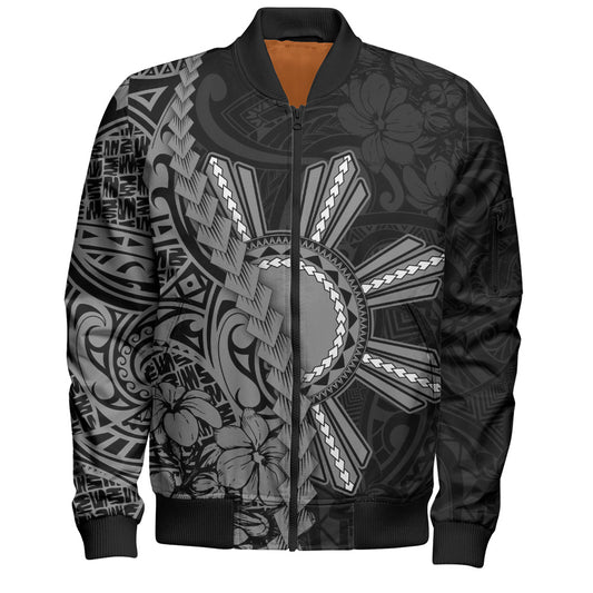 Philippines Filipinos Bomber Jacket Sampaguita Flower Tribal Fusion Style