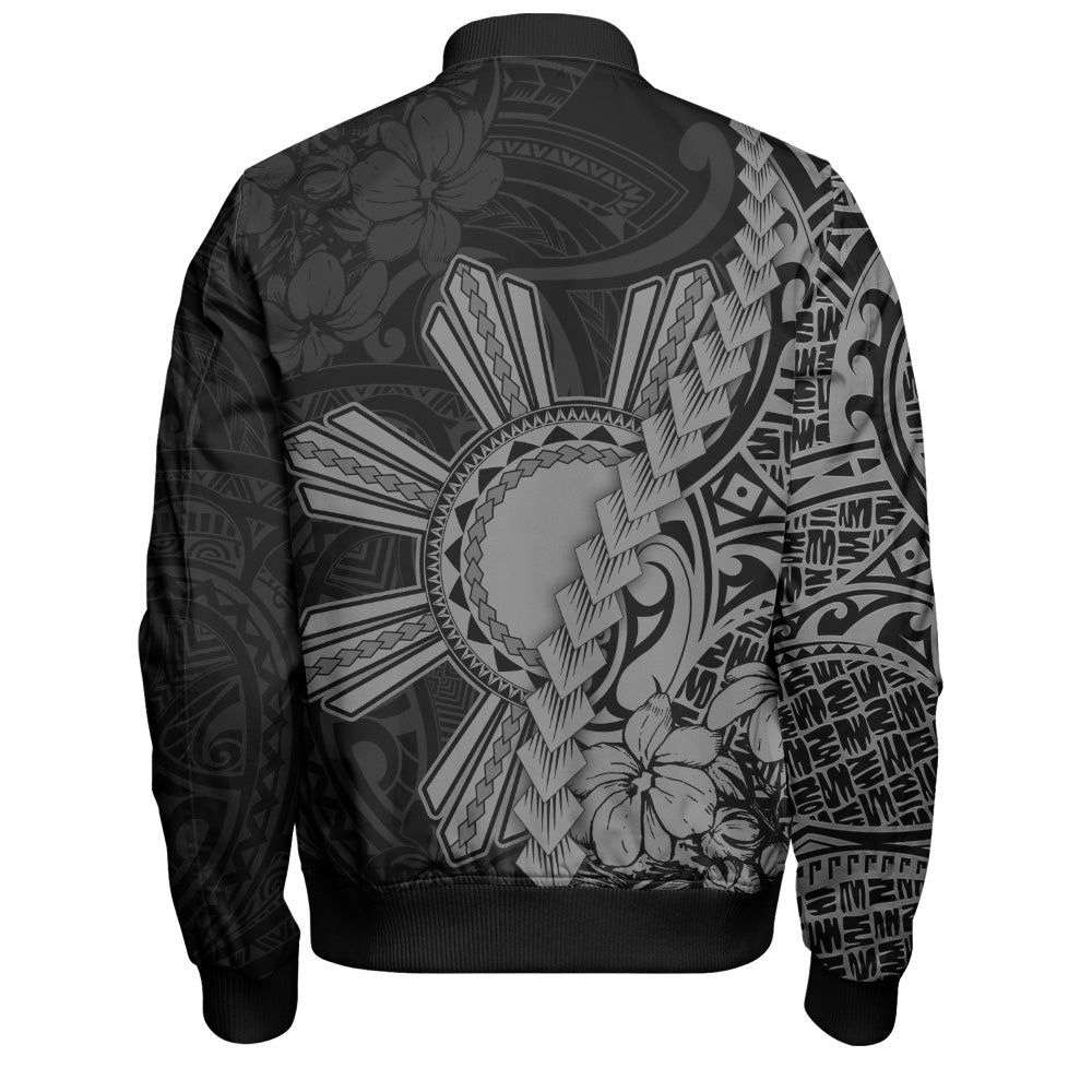 Philippines Filipinos Bomber Jacket Sampaguita Flower Tribal Fusion Style