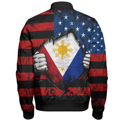 Philippines Filipinos Bomber Jacket Heart American Soul