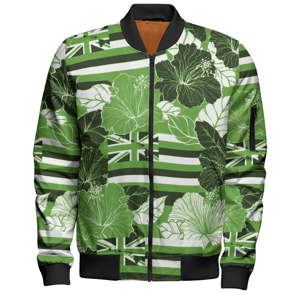 Hawaii Bomber Jacket Hibiscus Flag Map Island Pride