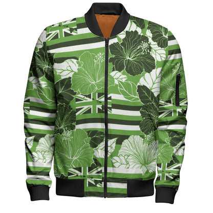 Hawaii Bomber Jacket Hibiscus Flag Map Island Pride