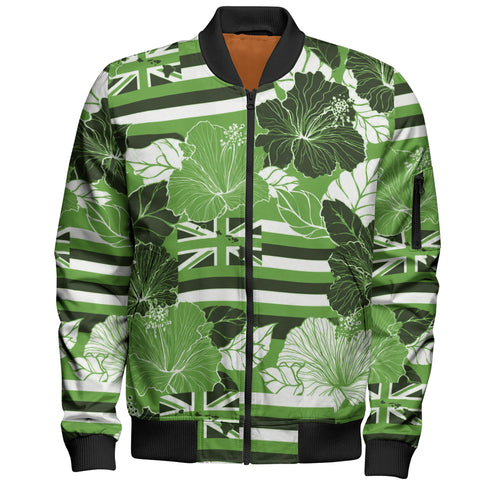 Hawaii Bomber Jacket Hibiscus Flag Map Island Pride