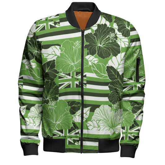 Hawaii Bomber Jacket Hibiscus Flag Map Island Pride