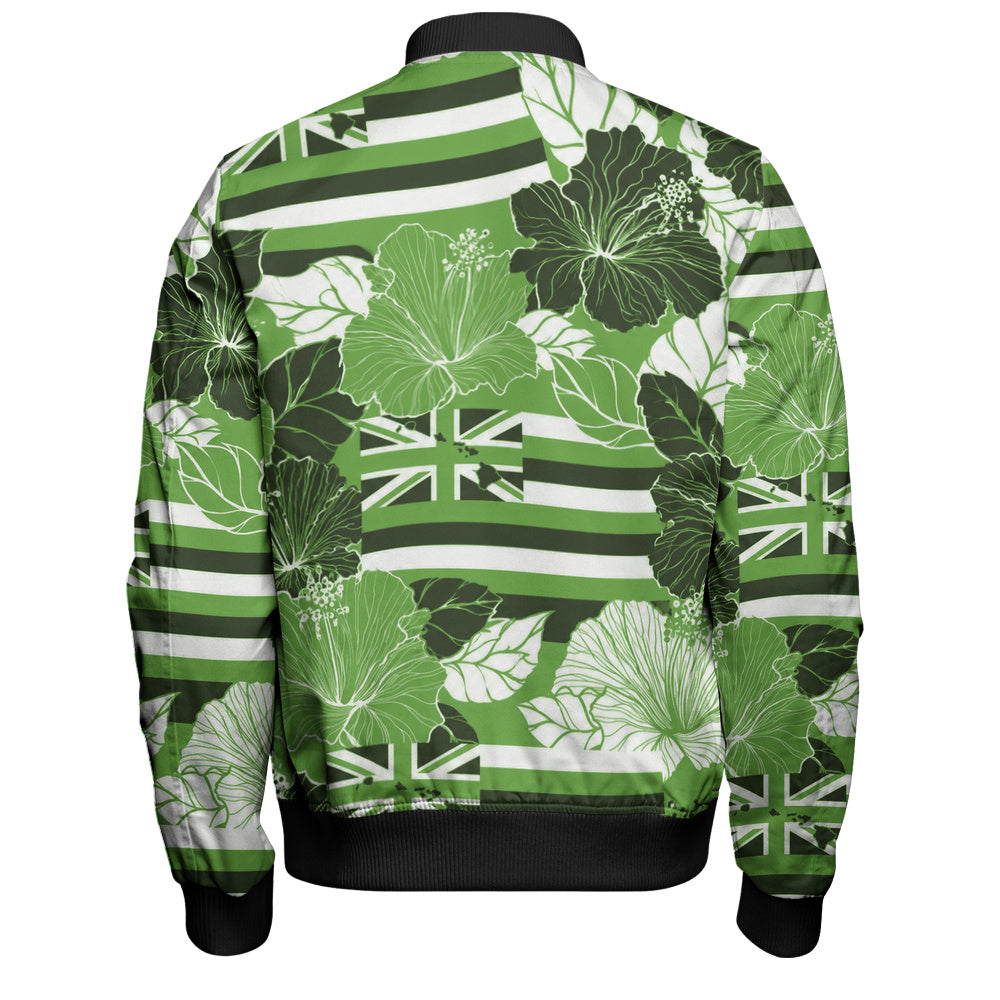 Hawaii Bomber Jacket Hibiscus Flag Map Island Pride