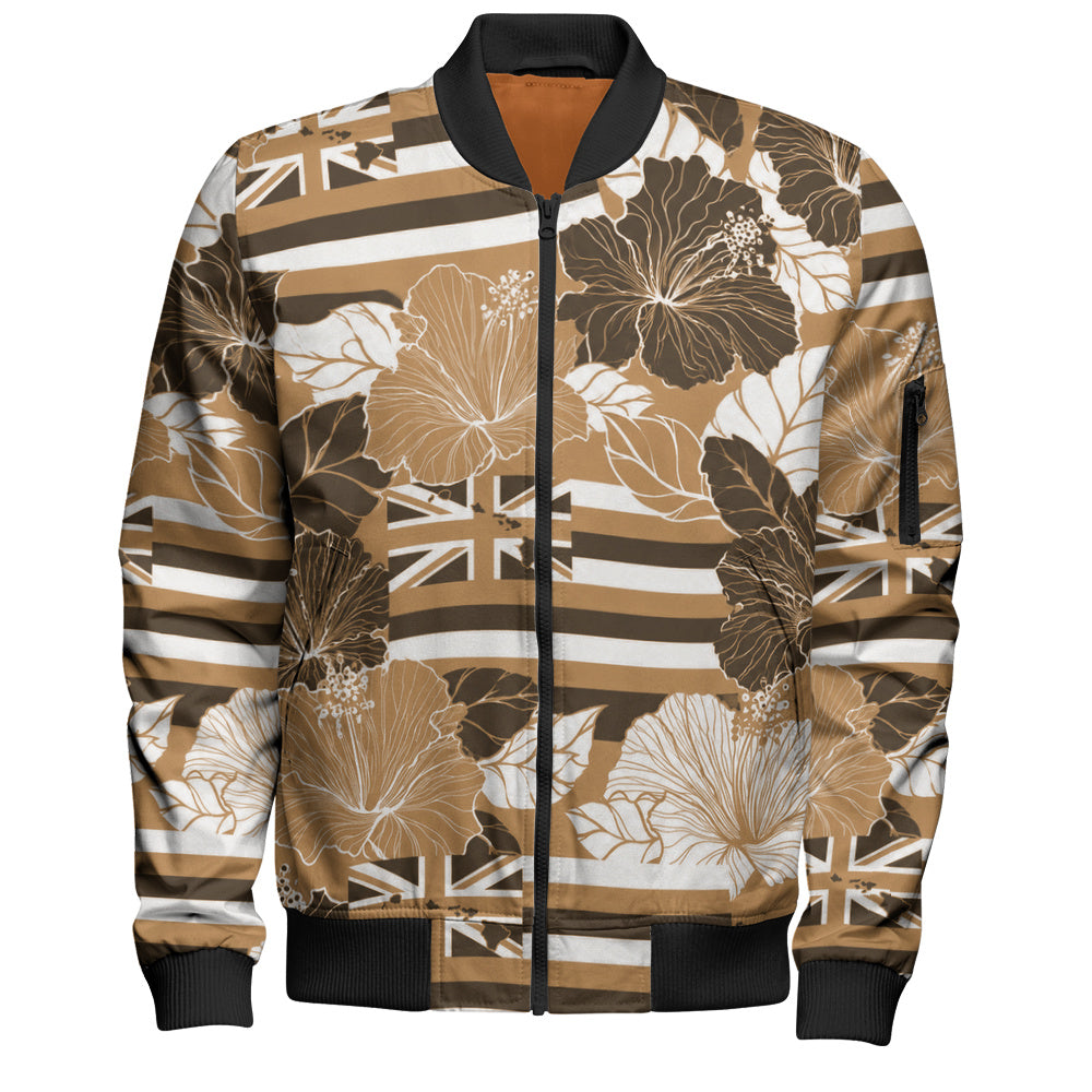 Hawaii Bomber Jacket Hibiscus Flag Map Island Pride