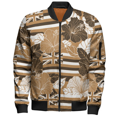 Hawaii Bomber Jacket Hibiscus Flag Map Island Pride