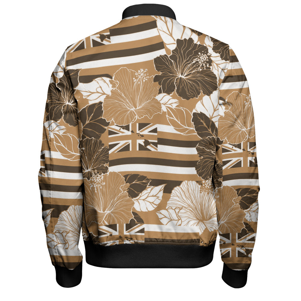 Hawaii Bomber Jacket Hibiscus Flag Map Island Pride