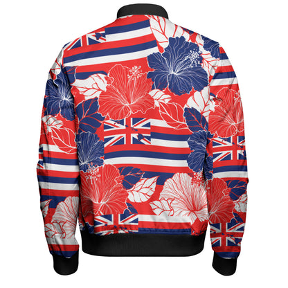 Hawaii Bomber Jacket Hibiscus Flag Map Island Pride