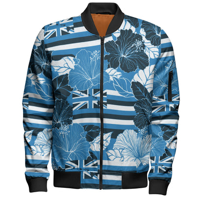 Hawaii Bomber Jacket Hibiscus Flag Map Island Pride