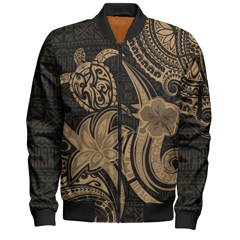 Hawaii Bomber Jacket Honu Turtle Hibiscus Tribal Legacy