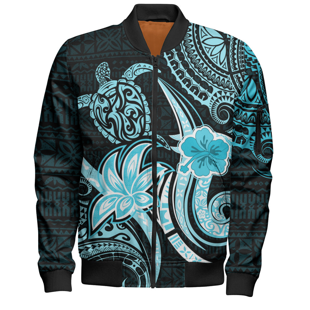 Hawaii Bomber Jacket Honu Turtle Hibiscus Tribal Legacy