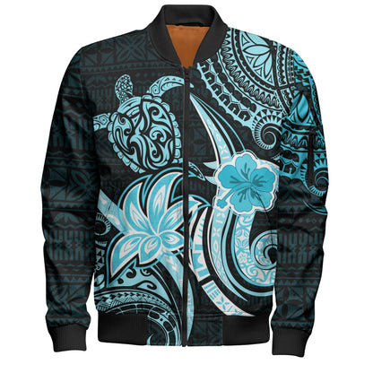Hawaii Bomber Jacket Honu Turtle Hibiscus Tribal Legacy