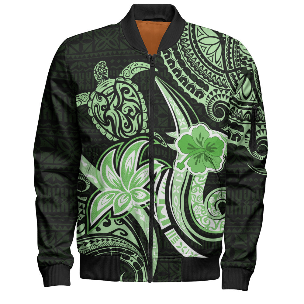 Hawaii Bomber Jacket Honu Turtle Hibiscus Tribal Legacy