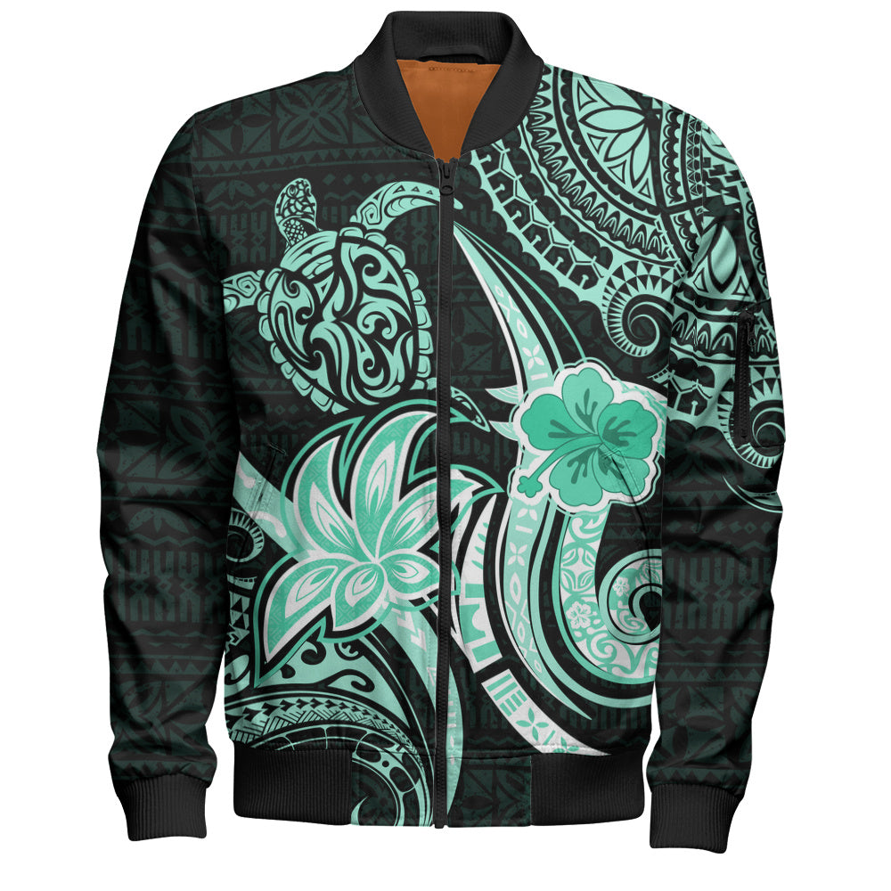Hawaii Bomber Jacket Honu Turtle Hibiscus Tribal Legacy