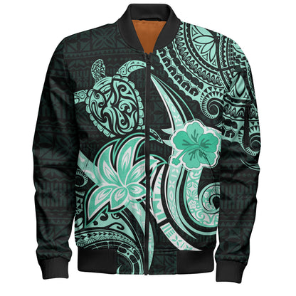 Hawaii Bomber Jacket Honu Turtle Hibiscus Tribal Legacy