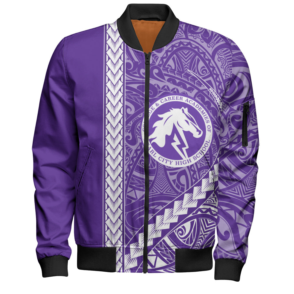 Pearl City High School (Hawaii) Bomber Jacket Tribal Polynesian Pride Style
