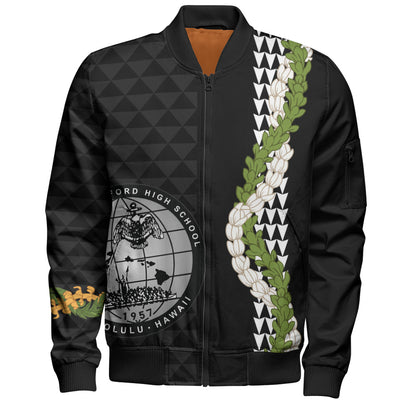 Admiral Arthur W. Radford High School Bomber Jacket Puakenikeni Maile Flower Lei