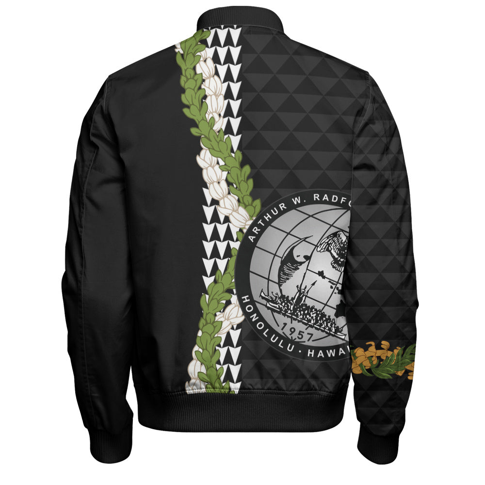 Admiral Arthur W. Radford High School Bomber Jacket Puakenikeni Maile Flower Lei