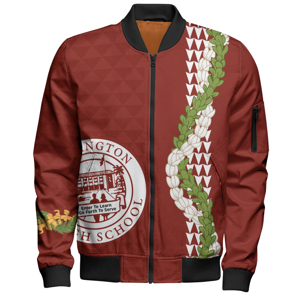 Farrington High School Bomber Jacket Puakenikeni Maile Flower Lei
