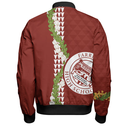 Farrington High School Bomber Jacket Puakenikeni Maile Flower Lei