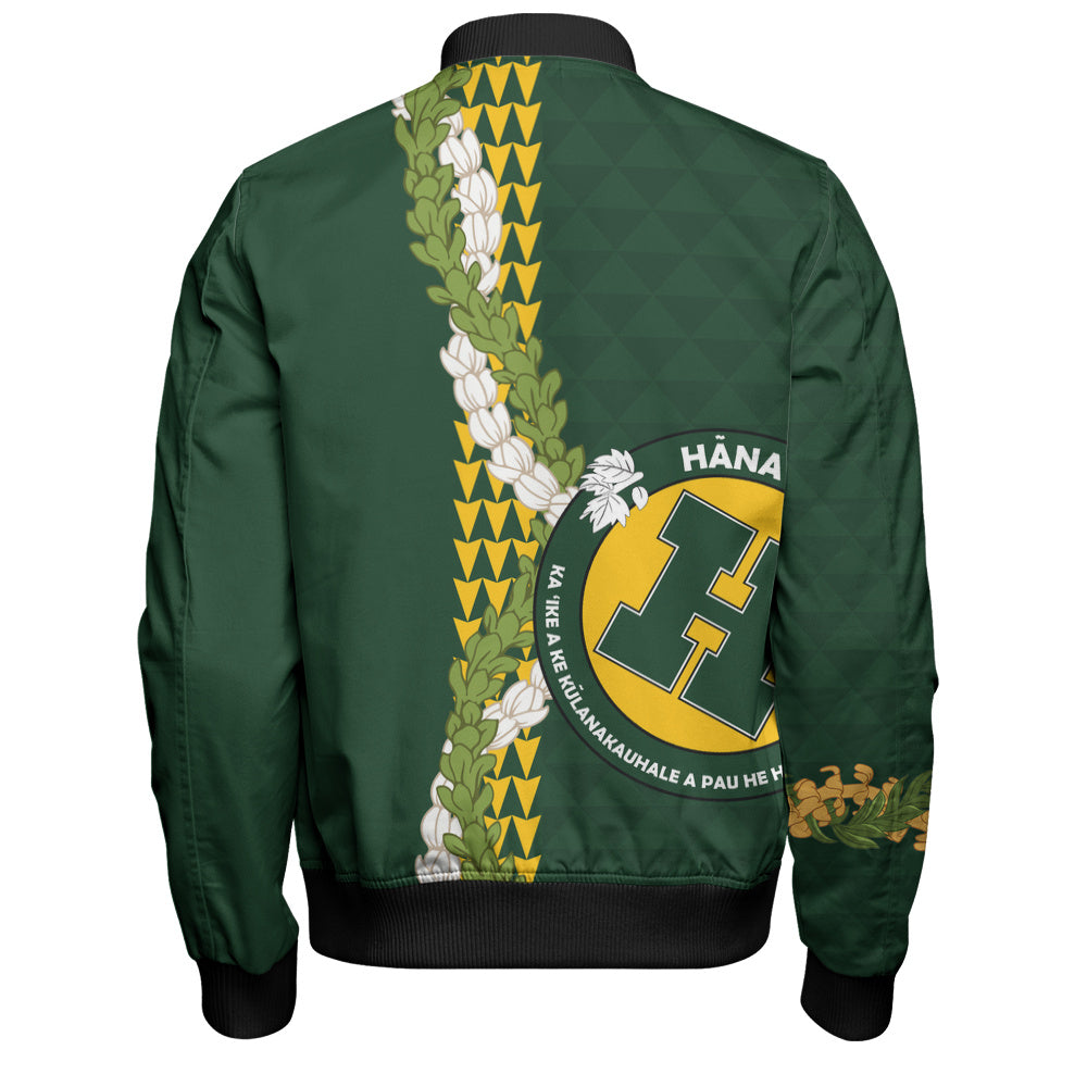 Hana High and Elementary School Bomber Jacket Puakenikeni Maile Flower Lei