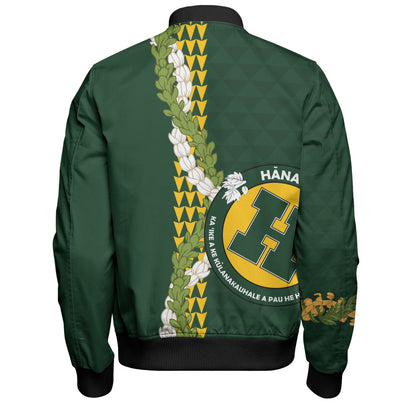Hana High and Elementary School Bomber Jacket Puakenikeni Maile Flower Lei