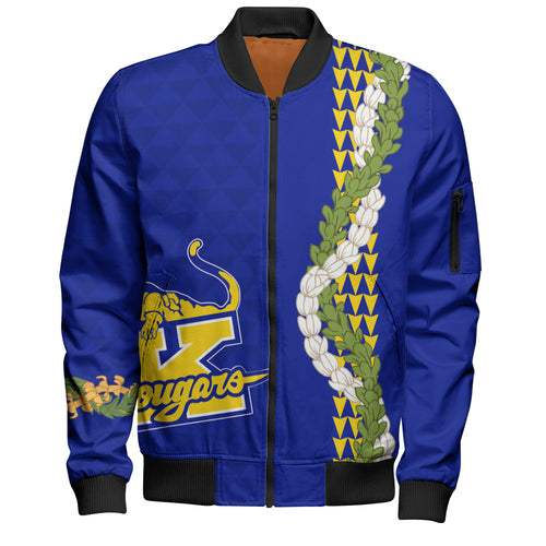 Henry J. Kaiser High School (Hawaii) Bomber Jacket Puakenikeni Maile Flower Lei