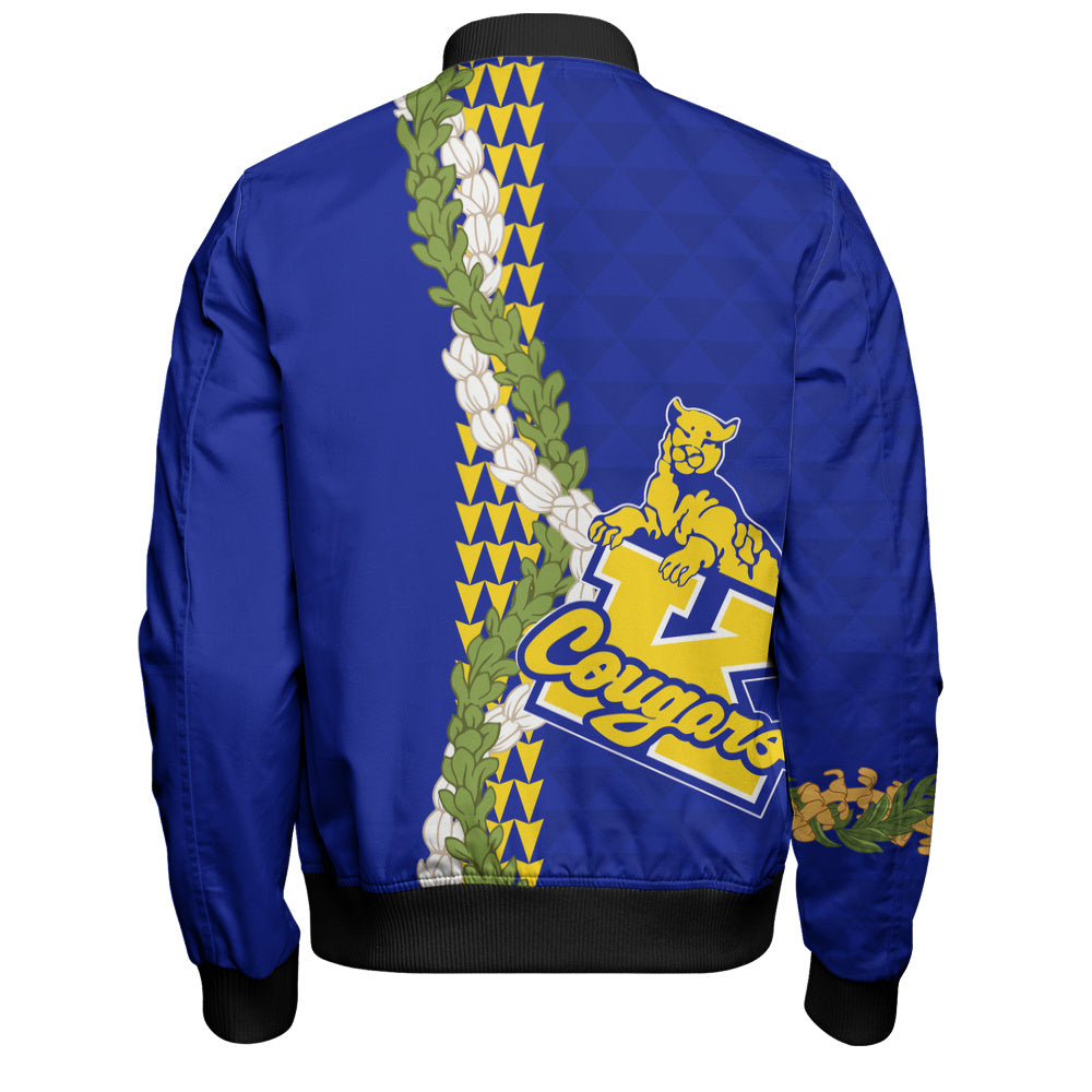 Henry J. Kaiser High School (Hawaii) Bomber Jacket Puakenikeni Maile Flower Lei