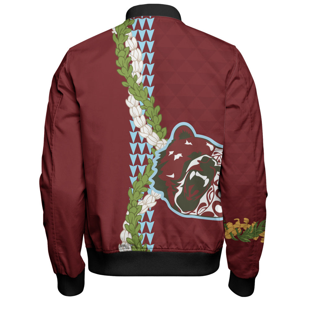 Henry Perrine Baldwin High School Bomber Jacket Puakenikeni Maile Flower Lei