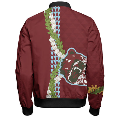 Henry Perrine Baldwin High School Bomber Jacket Puakenikeni Maile Flower Lei