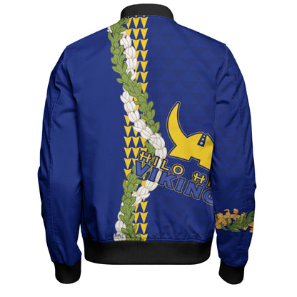 Hilo High School Bomber Jacket Puakenikeni Maile Flower Lei