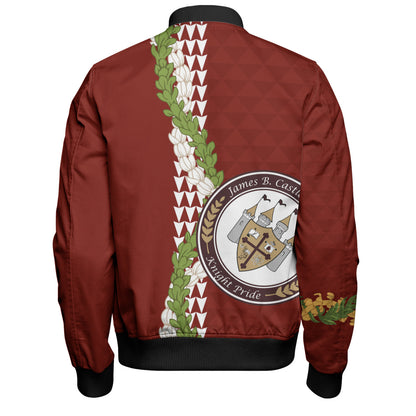 James B. Castle High School Bomber Jacket Puakenikeni Maile Flower Lei